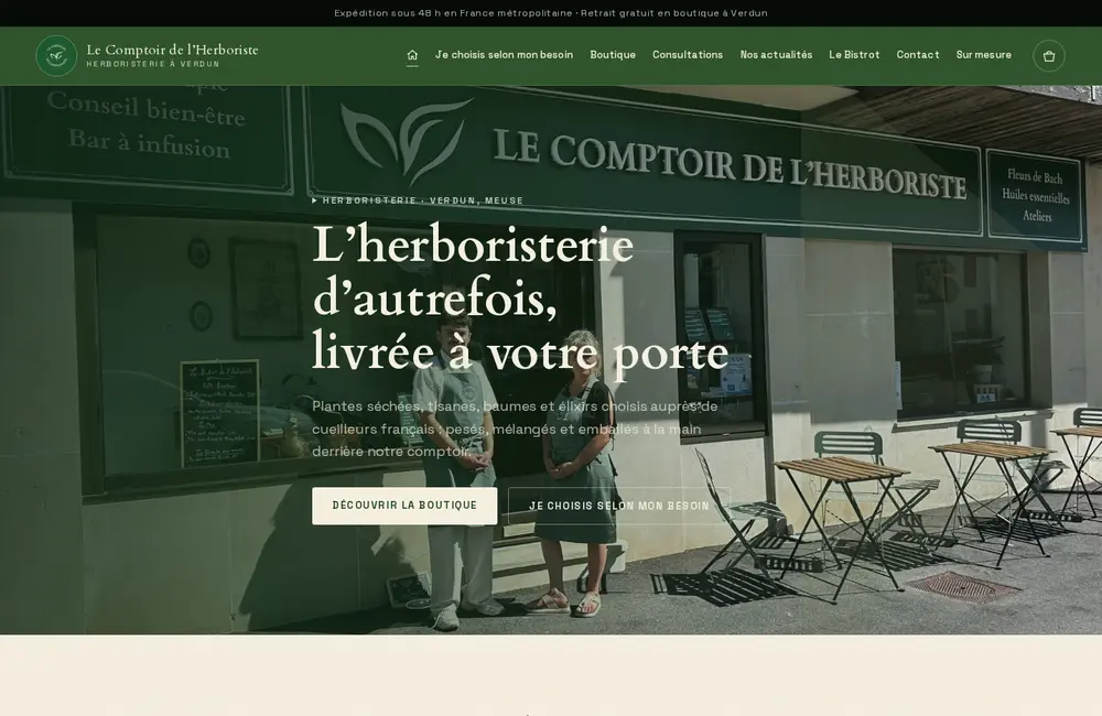 Boutique en ligne du Comptoir de l'Herboriste : herboristerie à Verdun, catalogue, paiement sécurisé et Fleurs de Bach sur mesure